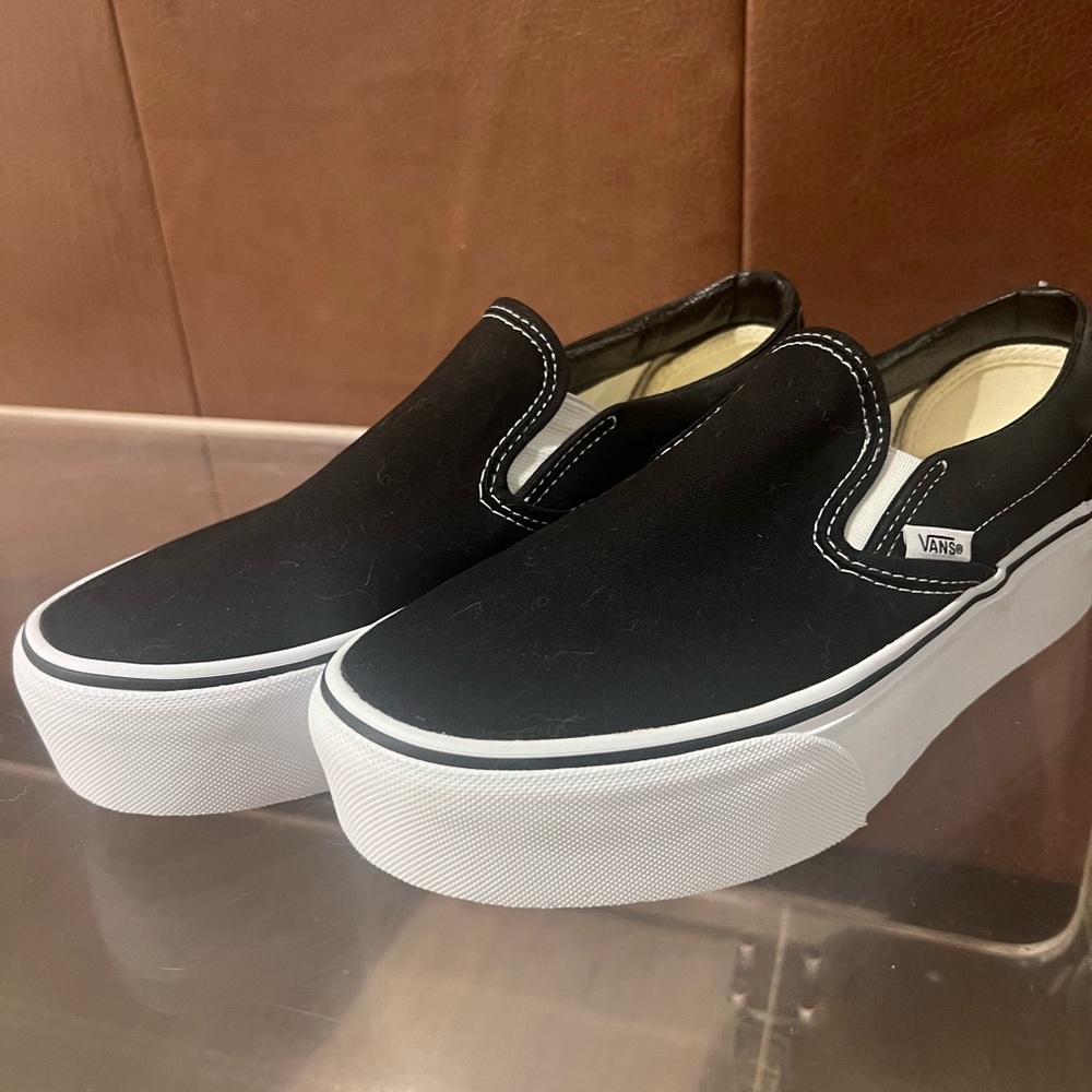 Vans Black and White Slip-On Shoes
